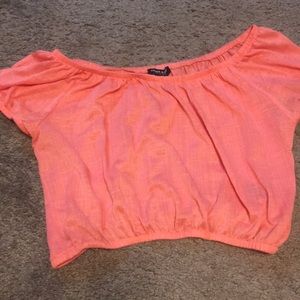 Pink, off shoulder crop top
